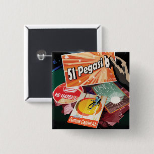 Visit First Exoplanet Found Outside Solar System  15 Cm Square Badge