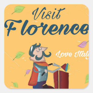 Visit Florence Italian scooter travel poster Square Sticker