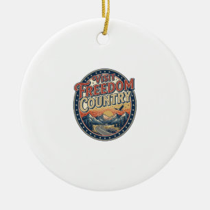 Visit Freedom Country Patriotic Patriotic Travel P Ceramic Tree Decoration