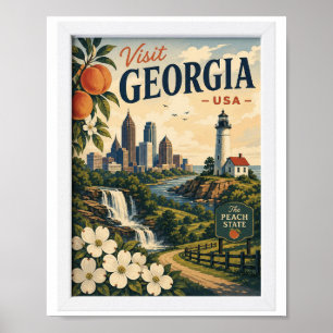 Visit Georgia State Travel Vintage Poster