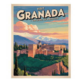 Visit Granada Vintage Travel Art Photo Print