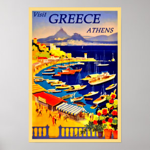 Visit Greece, Athens Vintage  Poster