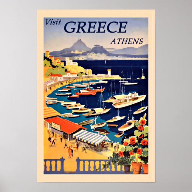 Visit Greece, vintage travel poster, Poster (Front)