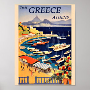 Visit Greece, vintage travel poster, Poster