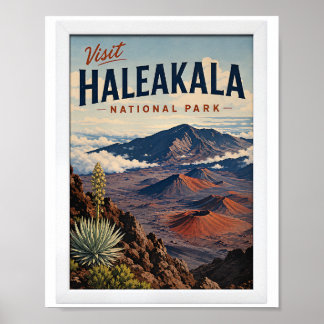 Visit Haleakala National Park Travel Vintage Poster