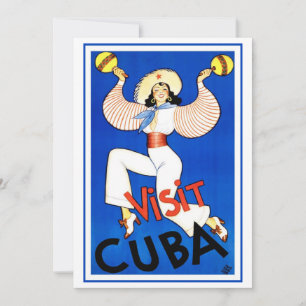 Visit Havana, Cuba, Vintage Travel Poster Maracas