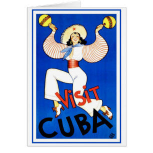 Visit Havana, Cuba, Vintage Travel Poster Maracas