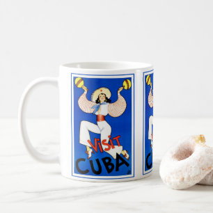 Visit Havana, Cuba, Vintage Travel Poster Maracas Coffee Mug