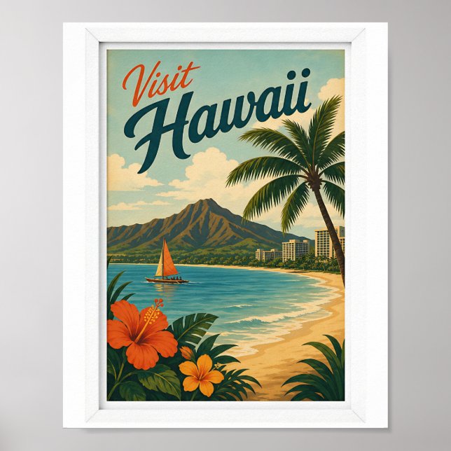 Visit Hawaii Travel Vintage Poster (Front)