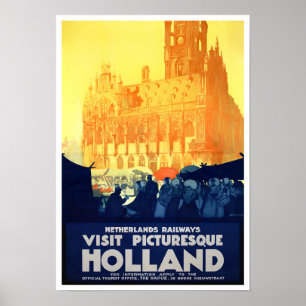 Visit Holland vintage travel Poster