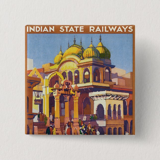 Visit India ~ Muttra 15 Cm Square Badge (Front)
