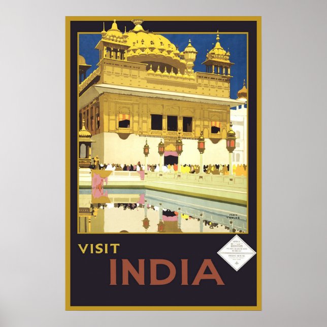 Visit India Vintage Travel Poster (Front)