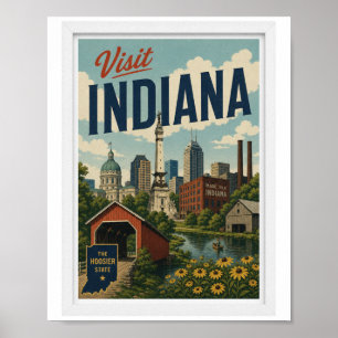 Visit Indiana Travel Vintage Poster