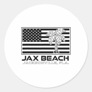 Visit Jacksonville Florida Vacation Usa Flag Palms Classic Round Sticker