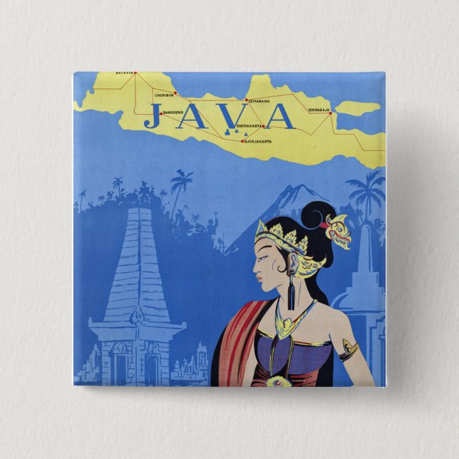 Visit Java 15 Cm Square Badge (Front)