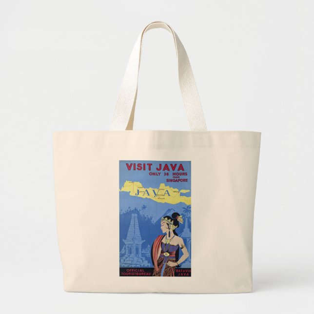 Visit Java Large Tote Bag (Front)