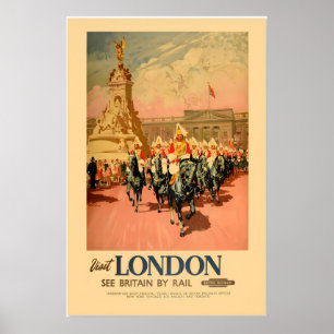 Visit London during Coronation 1953 Vintage Style Poster