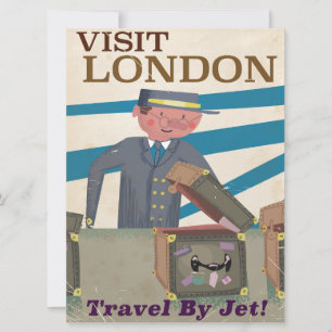 Visit London vintage travel poster art Invitation
