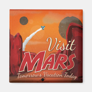 Visit Mars Vintage Poster Magnet