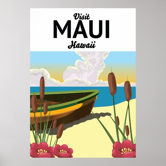 Visit Maui Hawaii tourism poster (Front)