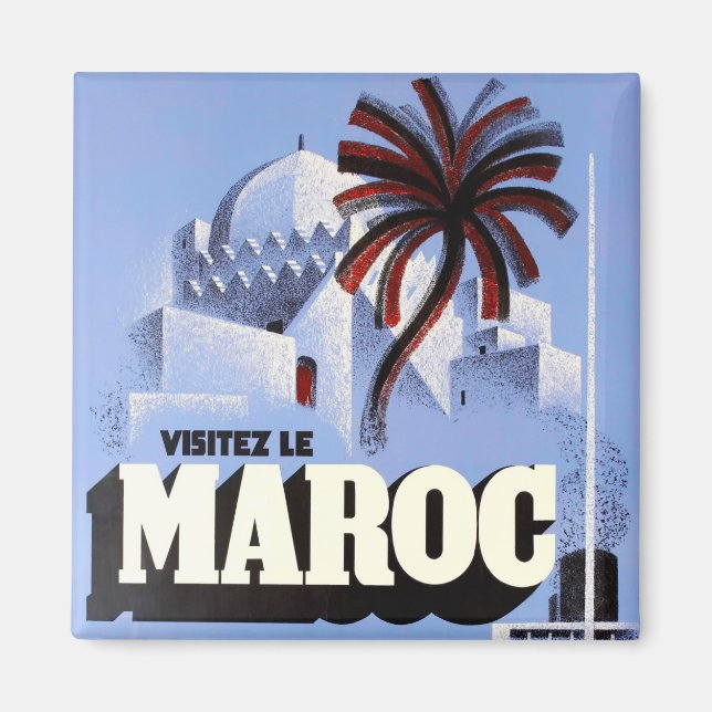 Visit Morocco vintage travel Magnet (Front)