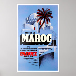 Visit Morocco vintage travel Poster