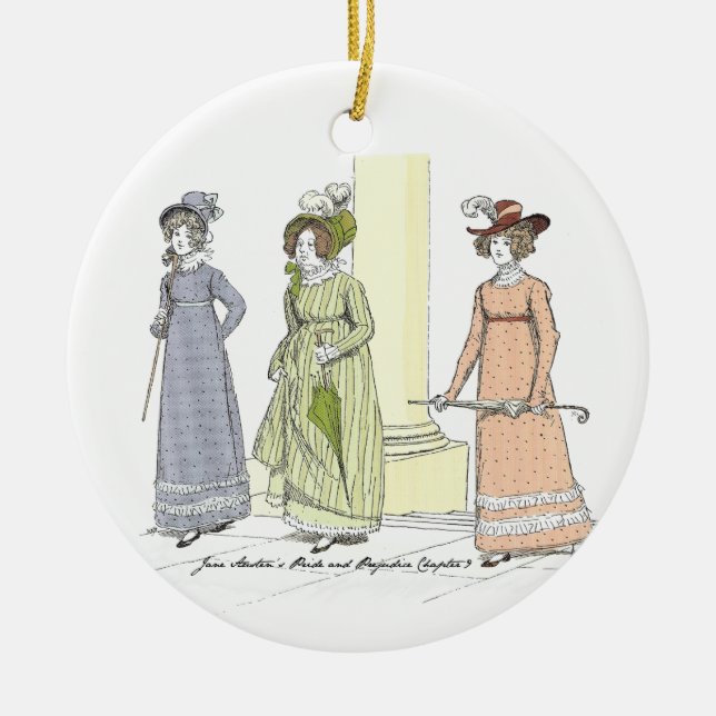 Visit Netherfield Jane Austen Pride and Prejudice Ceramic Tree Decoration (Front)