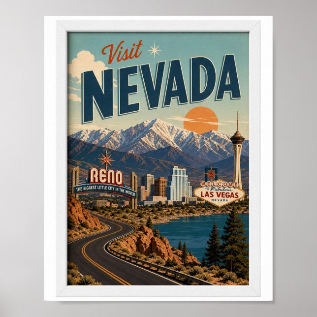 Visit Nevada Travel Vintage Poster (Front)