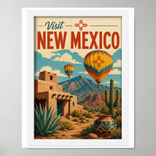 Visit New Mexico Travel Vintage Poster
