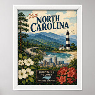Visit North Carolina Travel Vintage Poster