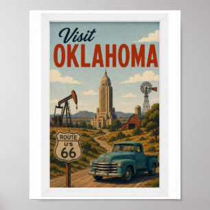 Visit Oklahoma Travel Vintage Poster