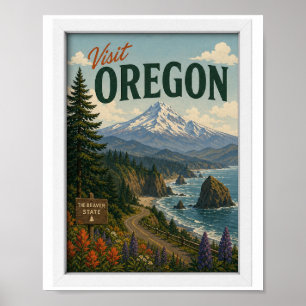 Visit Oregon Travel Vintage Poster