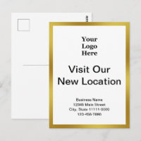 Visit Our New Location Gold White Business Logo