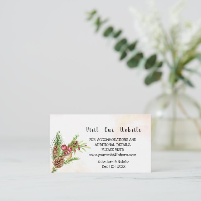 Visit our website Christmas Wedding insert card (Standing Front)