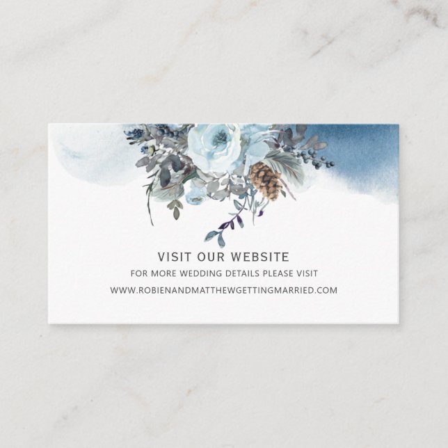 Visit our Website Dusty Blue Floral Enclosure Card (Front)