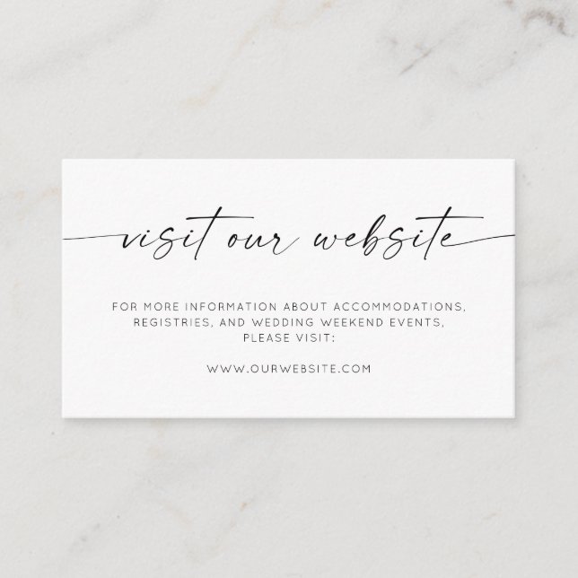 Visit Our Website Wedding Invitation Insert Card (Front)