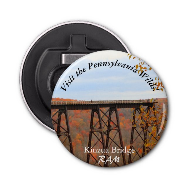 Visit PA Wilds Picturesque Souvenir Kinzua Bridge Bottle Opener (Front)