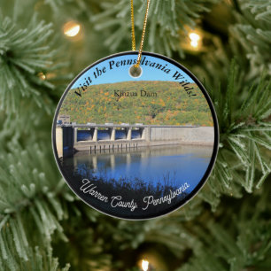 Visit PA Wilds Picturesque Souvenir Kinzua Dam Ceramic Tree Decoration