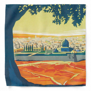 Visit Palestine Vintage Travel Poster Bandana