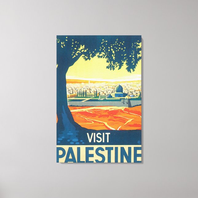 Visit Palestine Vintage Travel Poster Canvas Print (Front)