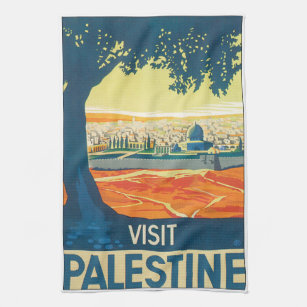 Visit Palestine Vintage Travel Poster Tea Towel