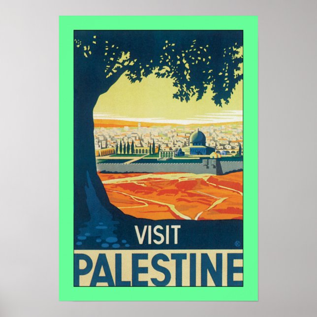 Visit Palestine w/green border Poster (Front)