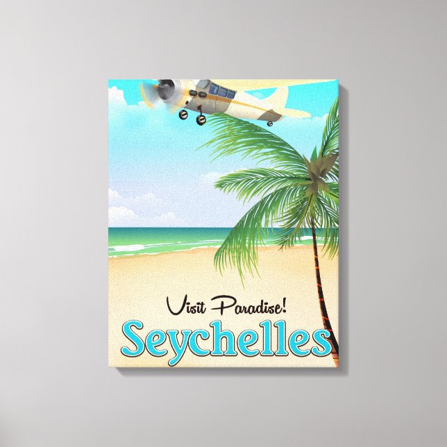 Visit Paradise! Seychelles travel poster Canvas Print (Front)