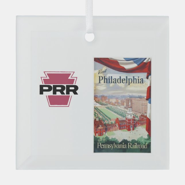 Visit Philadelphia  via  the PRR     Glass Tree Decoration (Front)