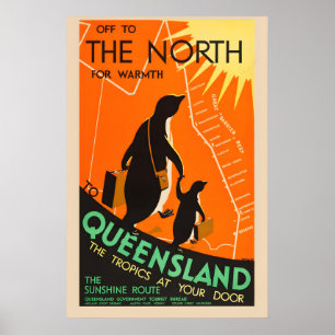 Visit Queensland Australia 1935 Vintage Style Poster