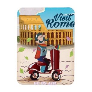 Visit Rome cartoon travel poster Magnet