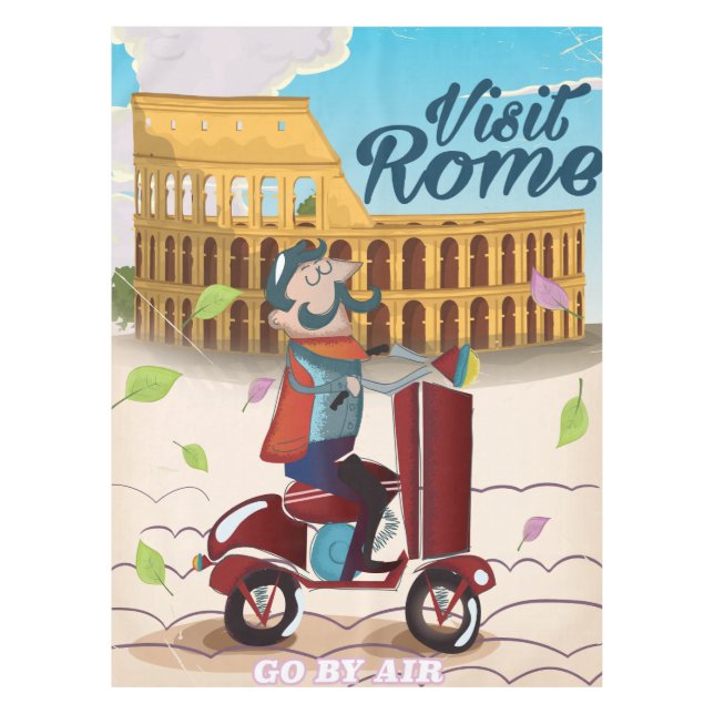 Visit Rome cartoon travel poster Tablecloth (Front)