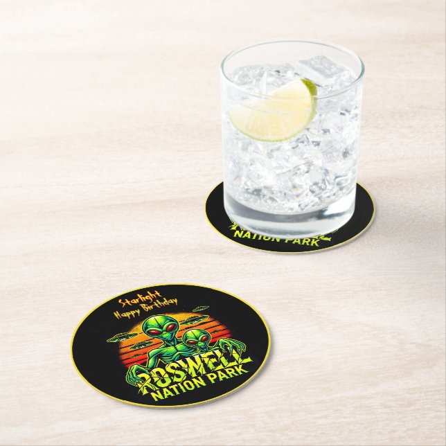 Visit Roswell’s Alien Encounter Spot! Round Paper Coaster (Insitu)