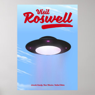 Visit Roswell UFO vintage poster Colour