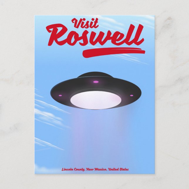 Visit Roswell UFO vintage poster Colour Postcard (Front)